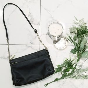 Gold Chain and Leather Over the Shoulder Bag/Purse